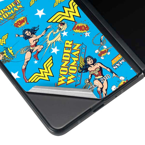 DC Comics Wonder Woman Action pose pattern Galaxy Z Fold4 5G Skin